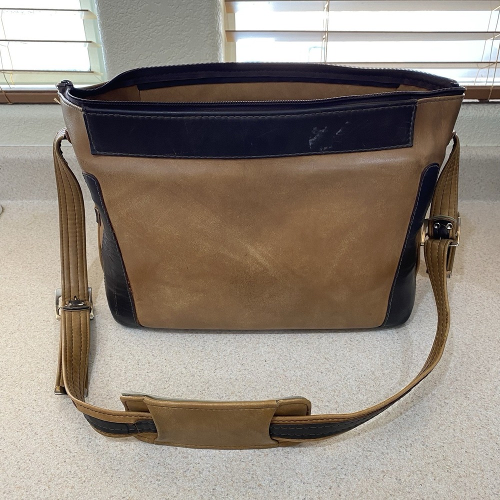 Vintage Marsand Camera Messenger Bag Tan Brown Faux Leather Utility Photography - Picture 7 of 11